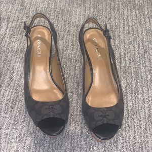 Coach Ferry Signature Platform Wedge Sandal Size 9